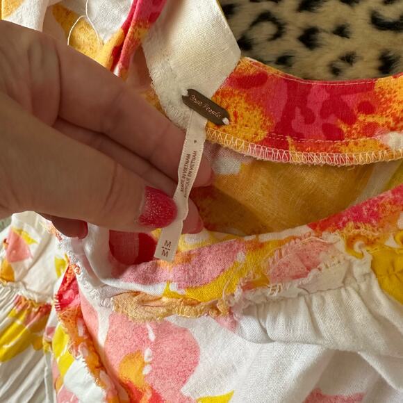 Free People Moonshine Midi Dress Floral Yellow White Medium - Picture 8 of 8